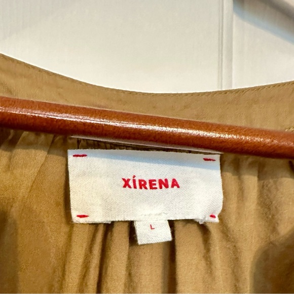 Xirena Tiered Blouson-Sleeve Poplin Midi Dress Size Large Hazelnut. - Picture 2 of 6